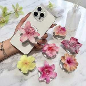 Orchid Flower Phone Grip, Magnetic Stand Holder (MagSafe Compatible)