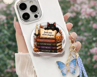 Custom Halloween Bookish MagSafe Phone Grip, Personalized Spell Book Holder, Halloween Gift