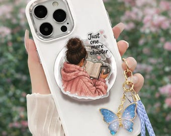 Book Lover MagSafe Phone Grip, Reading Girl Magnetic Stand Holder