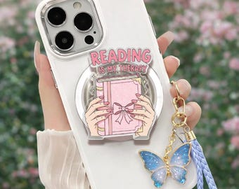 Magnetic Phone Grip, Reading Therapy Book Lover Accessory (MagSafe Compatible)