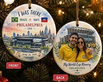 Custom Watercolor Stadium Ceramic Ornament, Personalized Photo Keepsake, Sports Fan Memory Gift