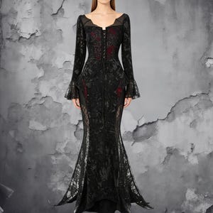 chinese dress ladies Berylove Women Wedding Guest Dress Navy A Line Long Sleeves Corset Maxi Dress with Long Sleeves, Navy / S