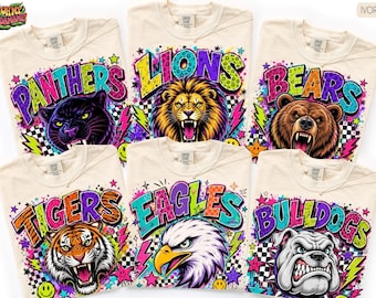 Custom School Mascot Comfort Colors Shirt, Y2K Pop Art Graffiti Mascot Tee