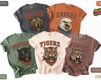 Vintage Western Mascot Comfort Colors Shirt, Retro Rodeo School Spirit Tee