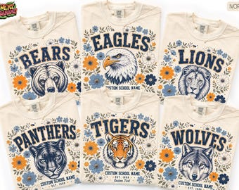 Floral School Mascot Shirt: Custom Name Teacher Team Spirit Tee