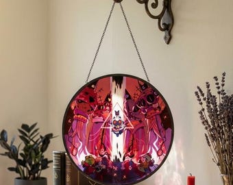 Acchiappasole fantasy in vetro colorato, decorazione gotica per sala giochi, decorazione colorata fantasy da appendere alla finestra, arte murale per gamer, regalo unico per i giocatori