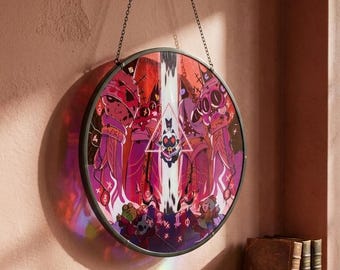 Acchiappasole in vetro colorato in stile fantasy, decorazione gotica per sala giochi, decorazione colorata per finestre.