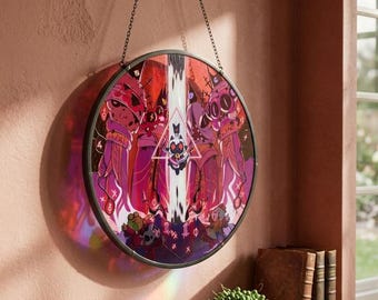 Acchiappasole fantasy in vetro colorato, decorazione gotica per sala giochi, decorazione colorata fantasy da appendere alla finestra, arte murale per gamer, regalo unico per i giocatori