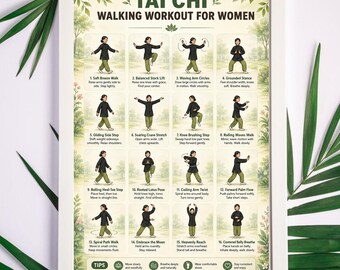 Tai Chi Walking Workout for Women | Printable Exercise Routine | Low Impact Fitness PDF | Balance Training Guide