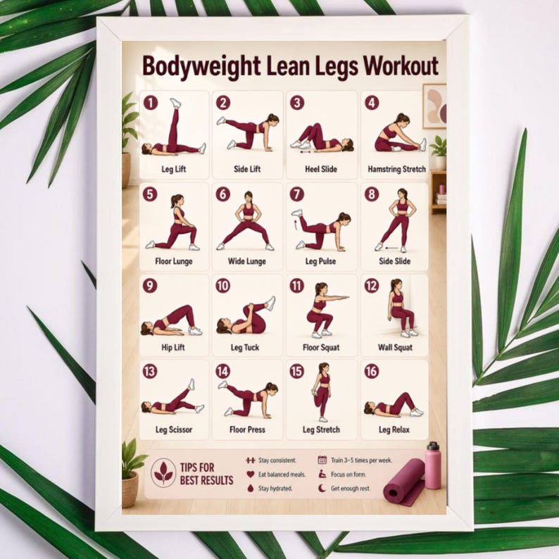 Workout Chart Bundle Printable|Full Body Workout Set|Bodyweight Exercise PDF|Home Fitness Poster |No Equipment Workout|Upper Lower Body Plan image 5