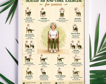 Seated Ab Exercises for Seniors | Core Workout Printable | Gentle Chair Fitness Routine | Elderly Exercise Guide