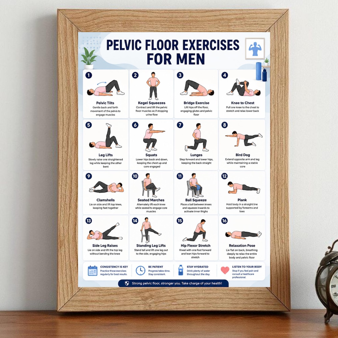 Pelvic Floor Exercises for Men | Kegel Workout Printable | Male Pelvic ...