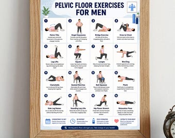 Pelvic Floor Exercises for Men | Kegel Workout Printable | Male Pelvic Health PDF | Bladder Control Routine