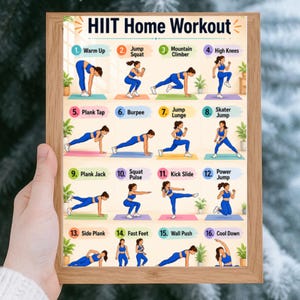 Workout Chart Bundle Printable|Full Body Workout Set|Bodyweight Exercise PDF|Home Fitness Poster |No Equipment Workout|Upper Lower Body Plan image 3