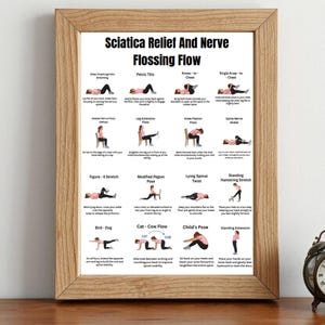 Sciatica Pain Relief Exercises PDF Printable | Sciatic Nerve Flossing Flow | Lower Back Stretch Guide | Instant Download