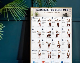 Senior Dumbbell Workout Printable | Exercises for Older Men | Standing Strength Routine | Home Fitness Guide PDF