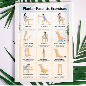 Plantar Fasciitis Exercises Printable | Plantar Fasciitis Pain Relief | Heel Pain Stretching Guide | Foot Mobility Exercises