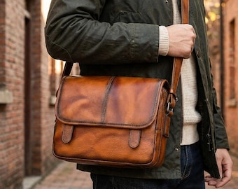Genuine Top-Grain Leather Shoulder Messenger Bag In Various Colours