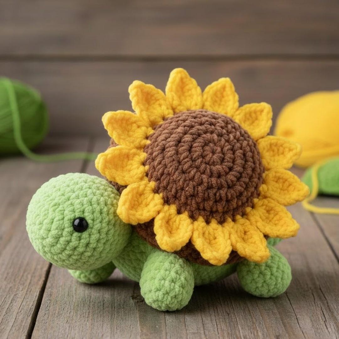 Sunflower Turtle Amigurumi Pattern, Sunflower Turtle Crochet Pattern ...