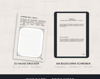 Schattenarbeit Journal Deutsch | 15 Tiefe Fragen statt 500 Podpowiedzi | Toxische Muster & Bindungsstil | List amerykański w formacie PDF A4