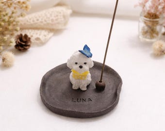Custom Pet Portrait Incense Holder: Hand-Sculpted Ceramic Dog Memorial