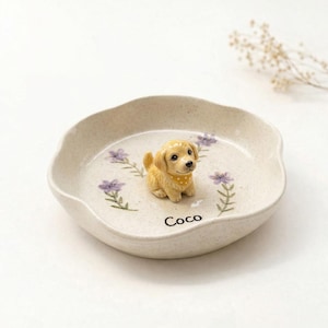 Benutzerdefinierte Haustier Porträt Ring Schale, handgeformte Keramik Schmuck Tablett