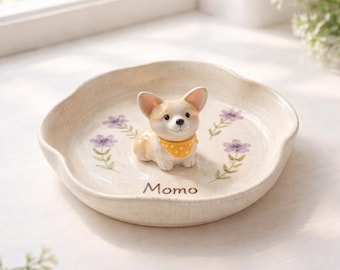 Custom Pet Ring Dish, 3D Sculpted Dog Figurine Jewelry Tray, Handpainted Ceramic Sanctuary
