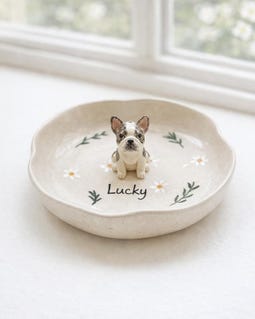 Custom 3D Sculpted Dog Figurine Ring Dish, Handpainted Ceramic Jewelry Tray By PersonalNestStudio Made by PersonalNestStudio Shop owned by fan 8 months on Etsy