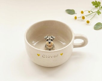Custom Ceramic Pet Mug, Peekaboo Animal Coffee Cup, Handmade Pet Portrait