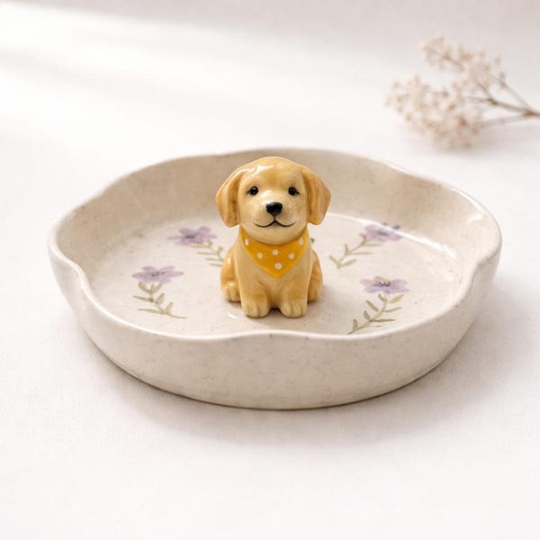Custom Pet Figurine Ring Dish, Handmade Ceramic Jewelry Tray