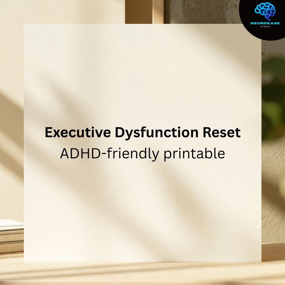 Executive Dysfunction Reset Printable, ADHD Focus Worksheet, Gentle ...