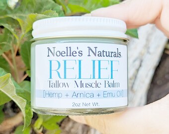 Relief [Organic Tallow Balm] - Arnica Infused Hemp Oil + Emu Oil + Blue Tansy - 2oz