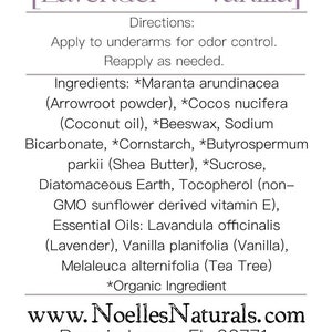 Tranquil Organic Deodorant Lavender Vanilla Aluminum Free non-GMO No Parabens Non-toxic All Natural Ingredients image 6