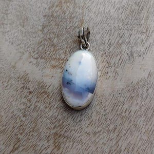 Dendritic Opal Pendant, 925 Sterling Silver Handmade Necklace