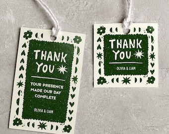 Plantilla de etiqueta de agradecimiento para bodas rústicas / Diseño de sello dibujado a mano estilo linograbado / Plantilla editable de Canva / Etiqueta de regalo / RL1