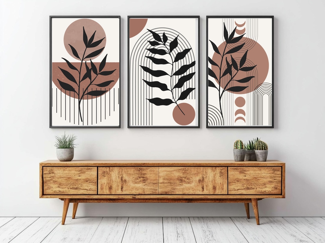 Boho Abstract Wall Art Set of 3 – Medieval Geometric Vintage Prints ...