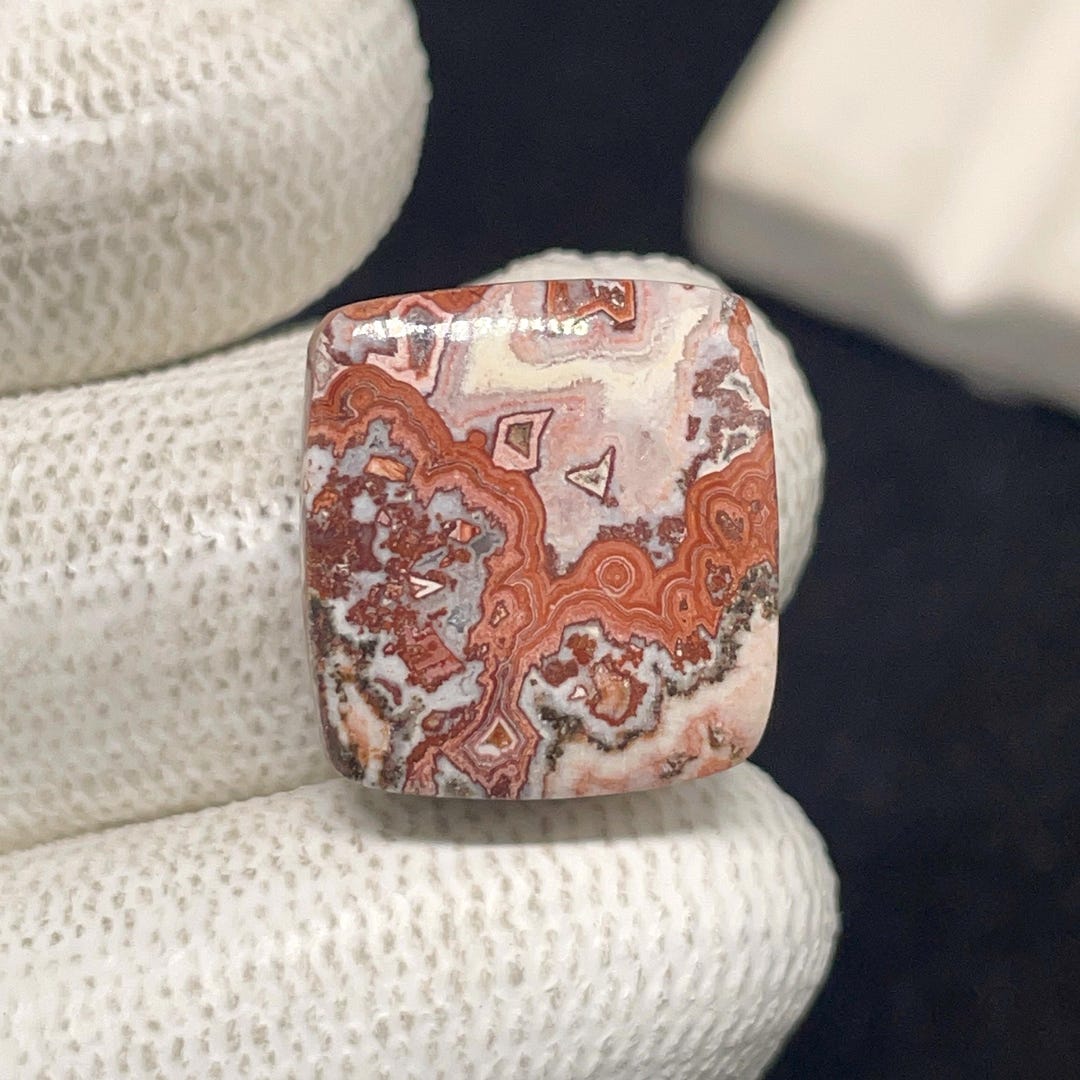 Rosetta Crazy Lace Agate Gemstone, Cushion Cabochon, 16x15x6mm