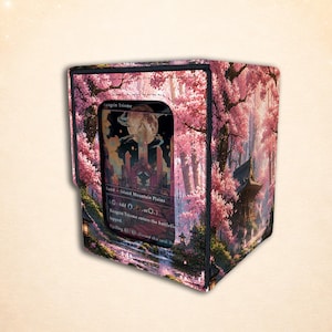 Gothic MTG-kortlekslåda, 100+ korthållare med sleeve, magnetiskt Commander-kortleksfodral, Cherry Blossom Temple