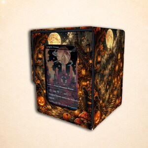 Scatola porta carte MTG di Halloween, custodia accogliente e spettrale, scatola porta carte TCG di Halloween per giocatori di carte collezionabili