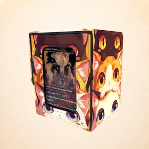 Boîte à cartes Magic Deck, Chats Kawaii empilés, Adorable design de chats pour cartes MTG TCG | Idéale pour ranger les cartes et offrir en cadeau