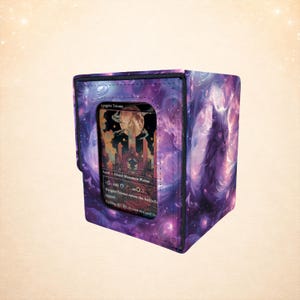 Boîte de rangement pour deck MTG avec présentoir Commander, peut contenir plus de 100 cartes sous pochettes, Nebula Phantom Cat, cadeau parfait pour les amateurs de jeux de cartes.