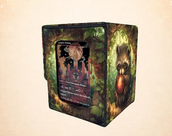 Caja para mazos de MTG, estilo adorable, ventana de exhibición para Commander, capacidad para más de 100 cartas con fundas, regalo para TCG, Woodland Nibble Warden