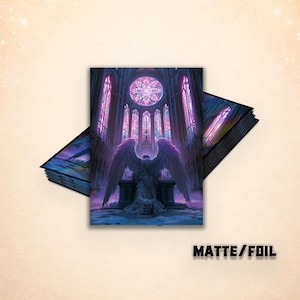 MTG Card Sleeves, Stained Glass Cathedral MTG Sleeves, Dark Fantasy TCG Card Protectors, Gothic Fallen Angel