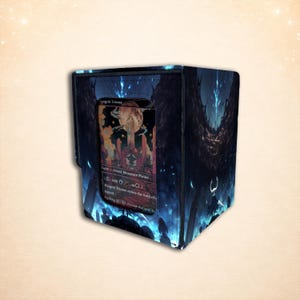 MTG Deck Box, Blue Abyss TCG Card Storage, Dark Underground Commander Case, Gamer Gift,Tiny Void Knight