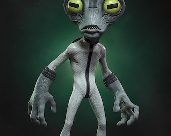 Figura de científico alienígena genio / Archivo STL para impresión 3D de ciencia ficción