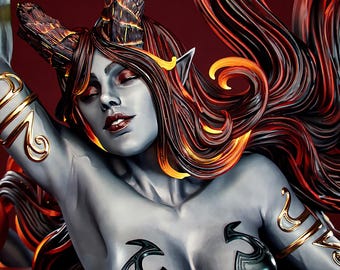 Infernal Barbarian Queen Stl Figurine | Hellforged Warrior Woman 3D Print Figurine | Dark Battle Heroine | Fantasy STL File