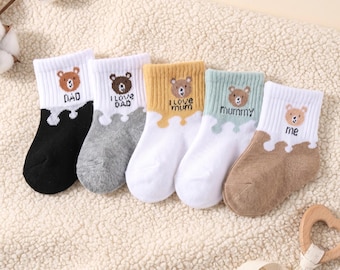 Baby enkelsokken cartoon beer, 5 paar pasgeboren peuterset