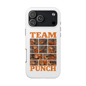 Funda para iPhone Team Punch Monkey, funda con collage de mono bebé y osito de peluche, funda divertida con estética animal para iPhone y Samsung.