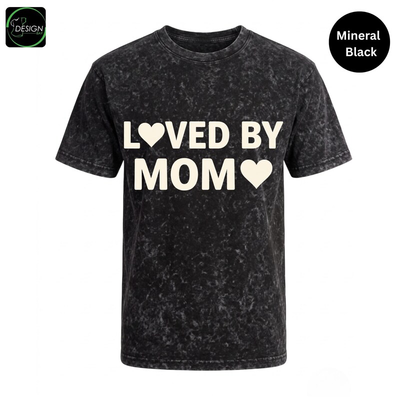 Loved By Mom Mineral Wash Shirt, Vintage Mom Tee, Mothers Day Gift, Cute Mama Shirt, Family Matching Tee bild 2