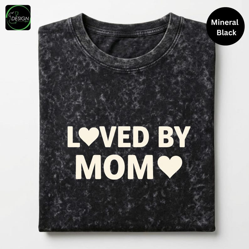 Loved By Mom Mineral Wash Shirt, Vintage Mom Tee, Mothers Day Gift, Cute Mama Shirt, Family Matching Tee bild 1